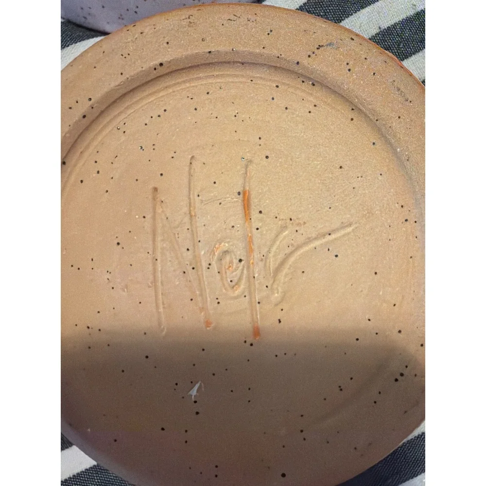 Nelis Studio Pottery Handcrafted Speckled Orange Ceramic Bowls Set of 2 MCM